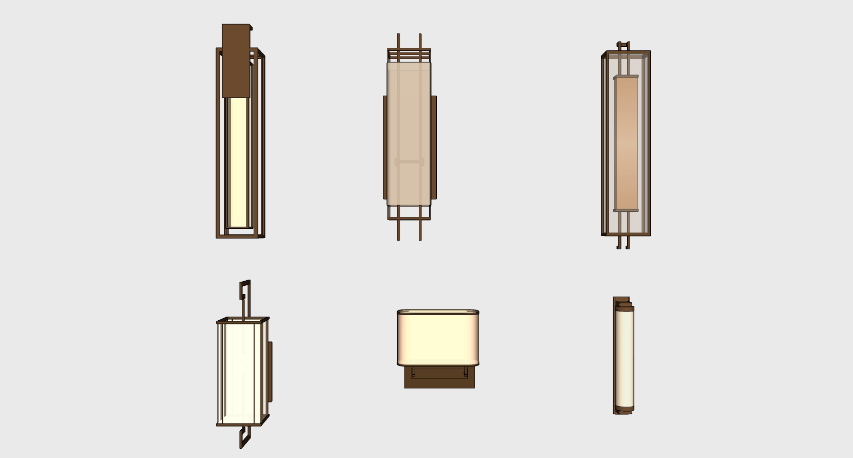 新中式金属铁艺壁灯组合sketchup草图模型下载 (4)(1)