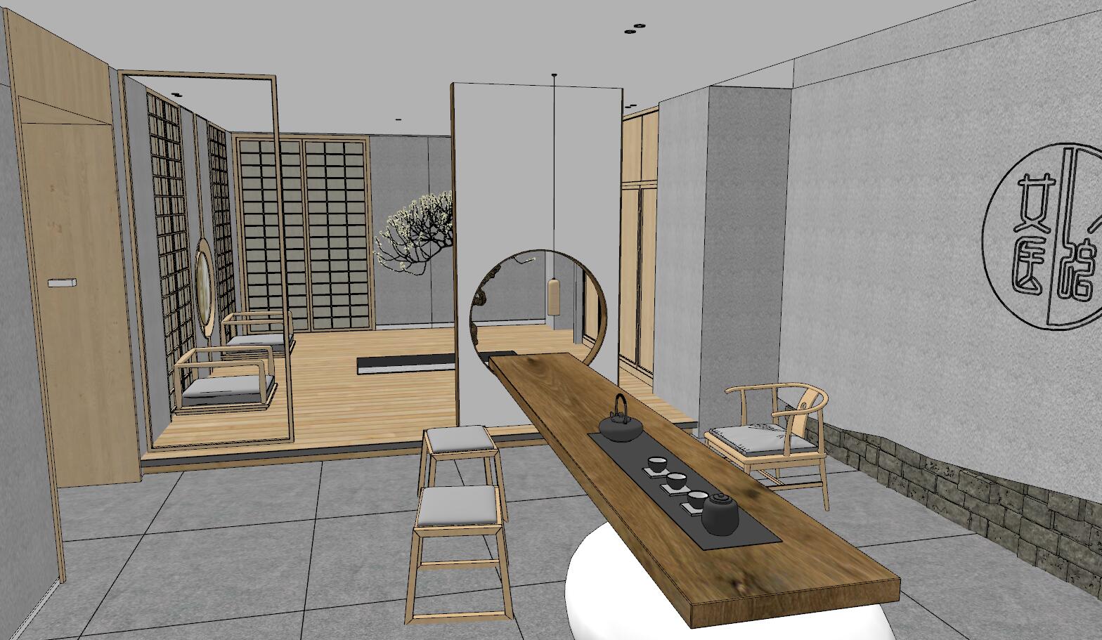 040新中式日式泰式中式茶室sketchup草图模型下载(1)