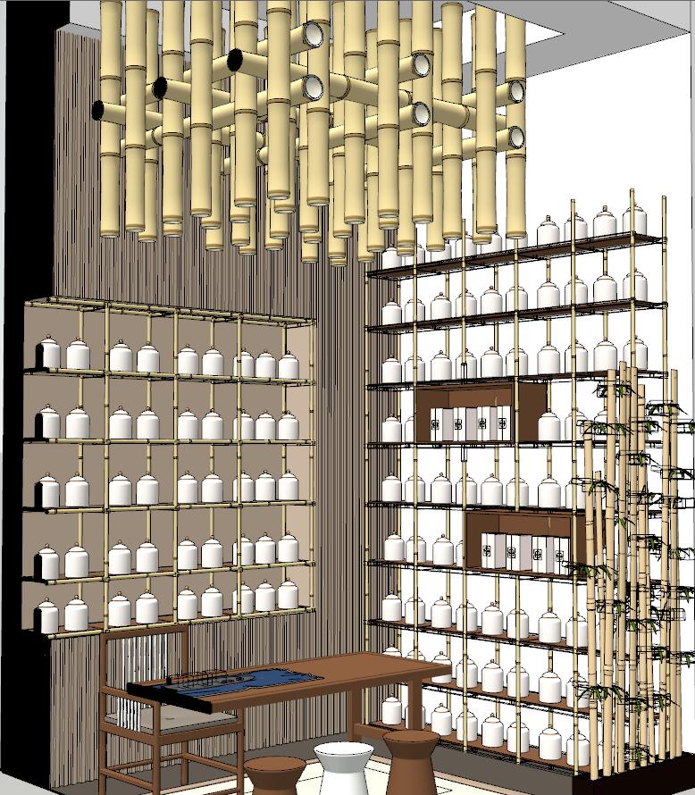 039中式日式泰式新中式茶室sketchup草图模型下载(1)