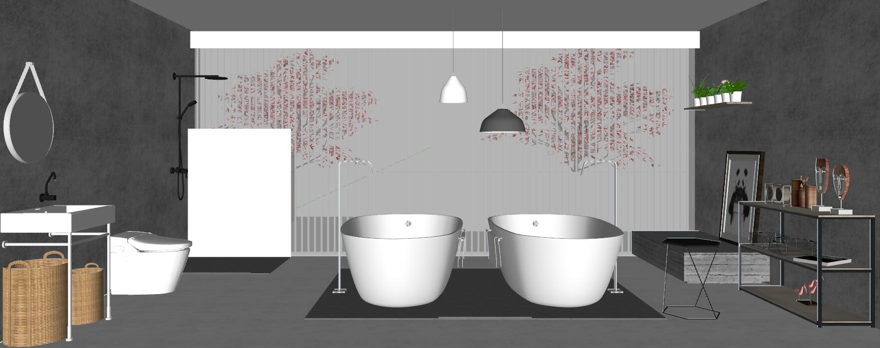 18现代简约卫生间sketchup草图模型下载(1)