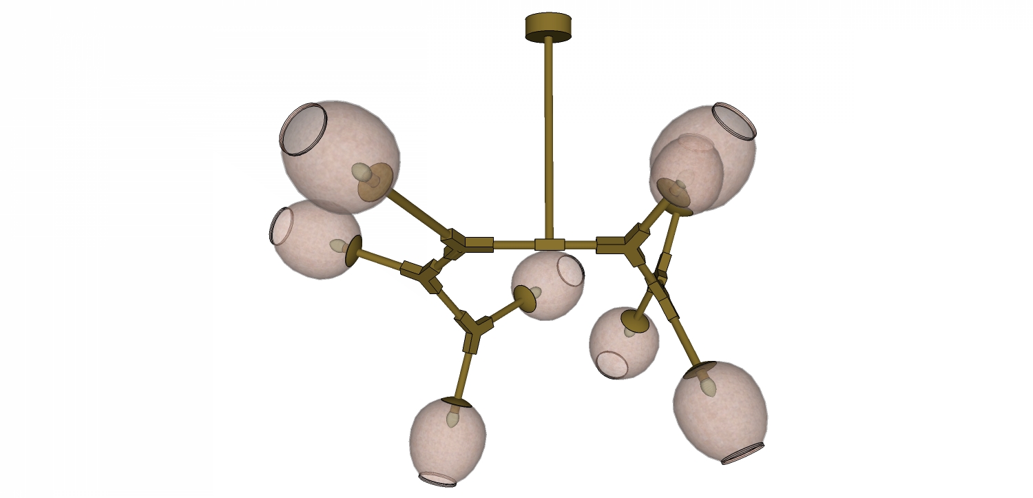 现代工业风玻璃球吊灯草图sketchUp模型下载 a (14)(1)