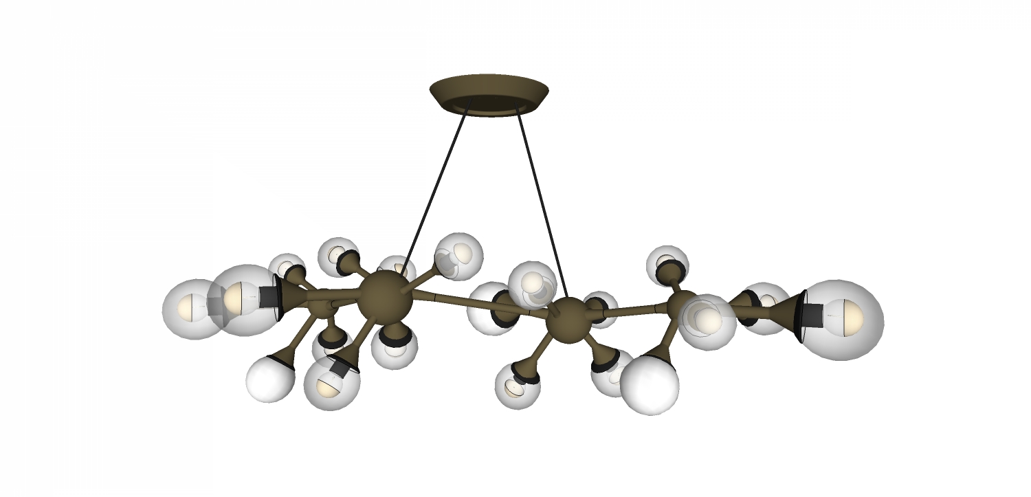现代工业风玻璃球吊灯草图sketchUp模型下载 a (11)(1)