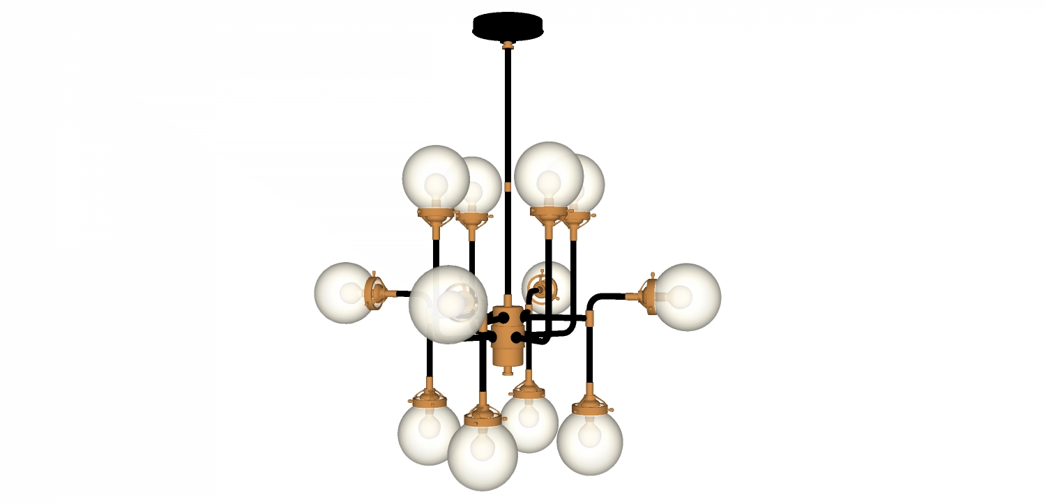 现代工业风玻璃球吊灯草图sketchUp模型下载 a (4)