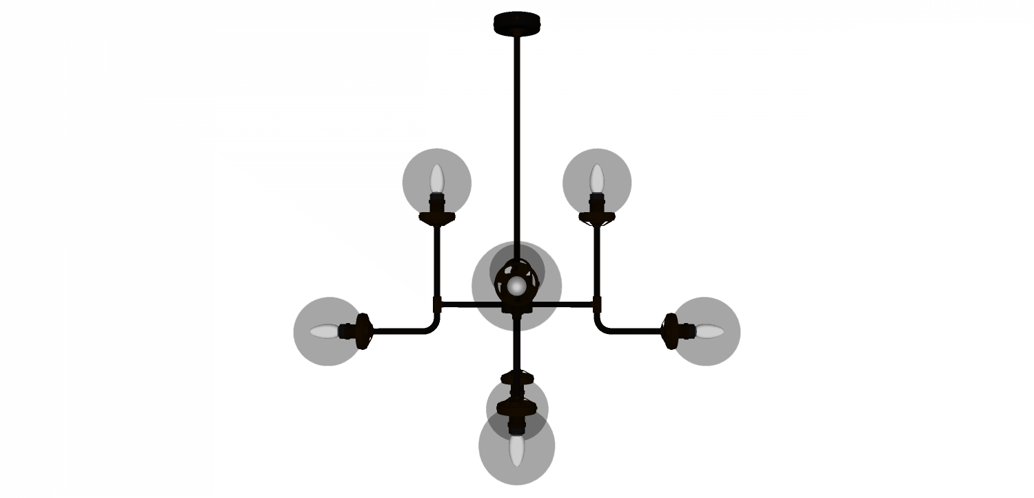 现代工业风玻璃球吊灯草图sketchUp模型下载 a (2)(1)