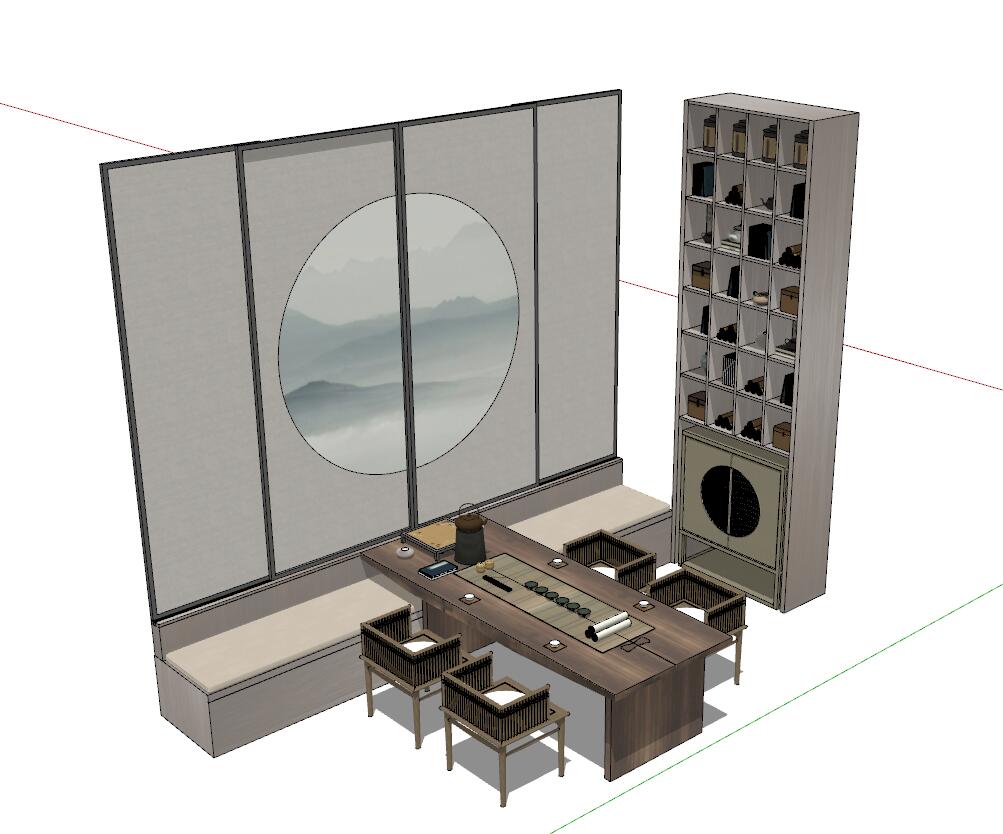 0108中式日式泰式新中式茶室sketchup草图模型下载(1)