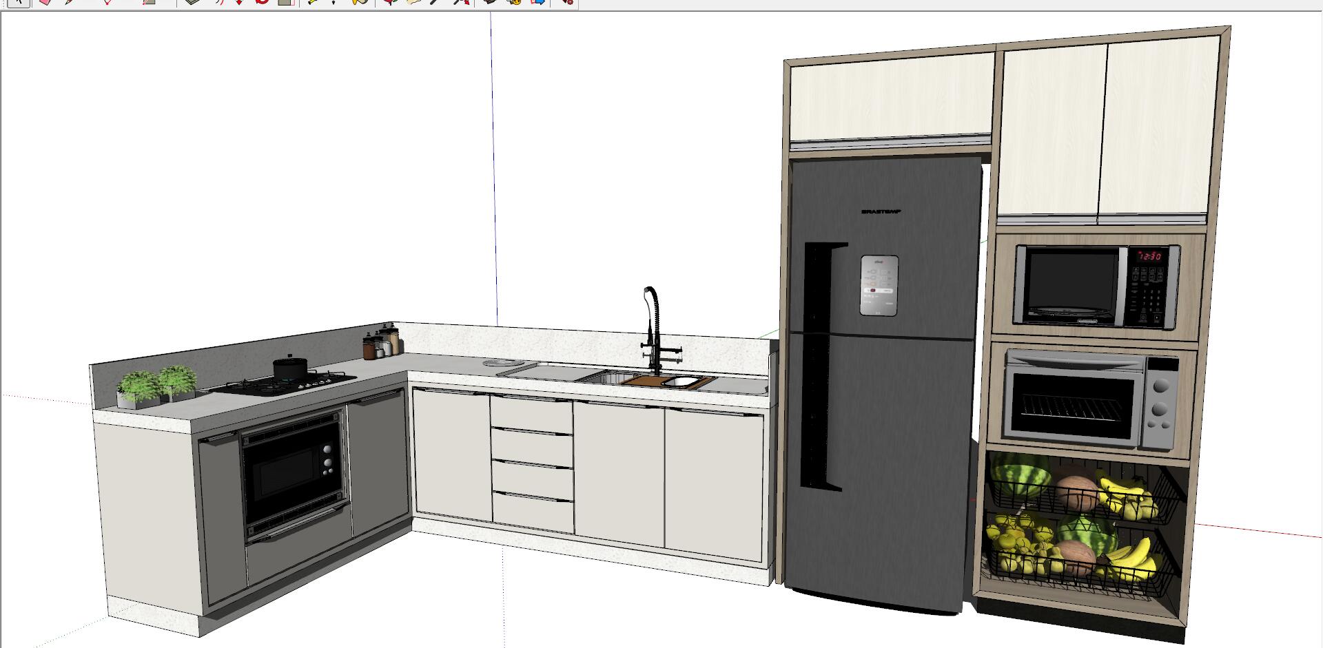 36现代北欧整体橱柜sketchup草图模型下载(1)