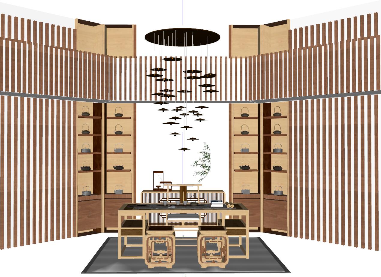 045日式中式泰式新中式茶室sketchup草图模型下载(1)