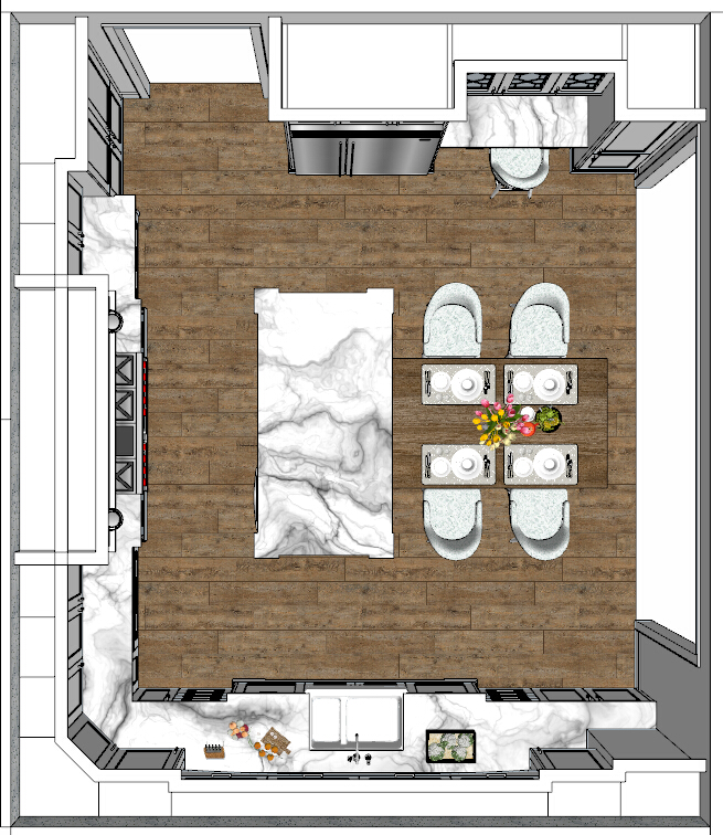 35美式田园餐厅sketchup草图模型下载