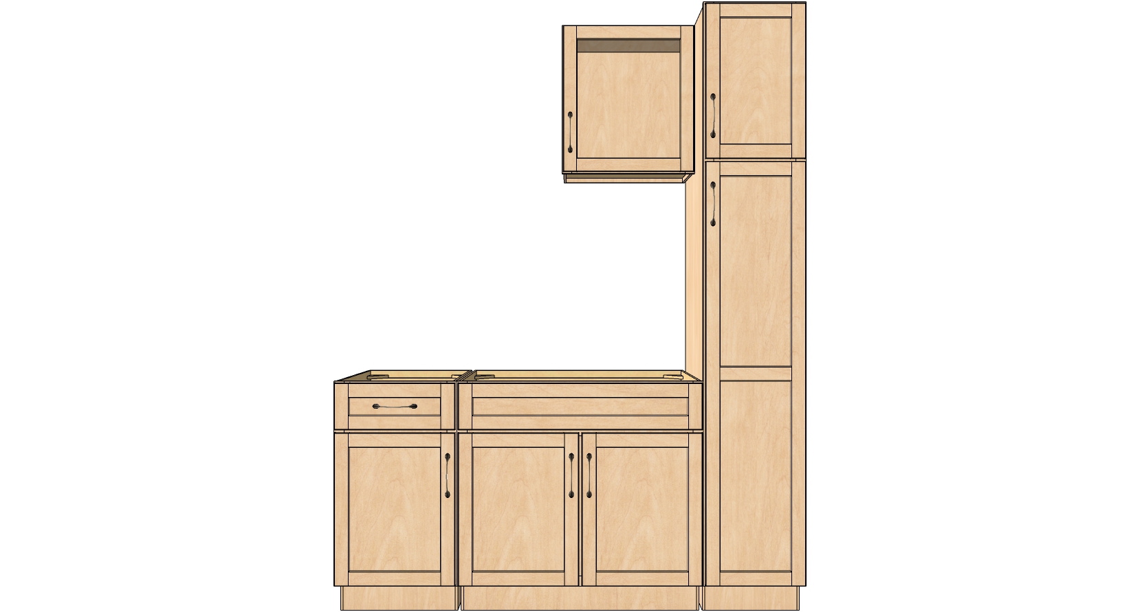 2现代厨房实木橱柜sketchup草图模型下载(1)