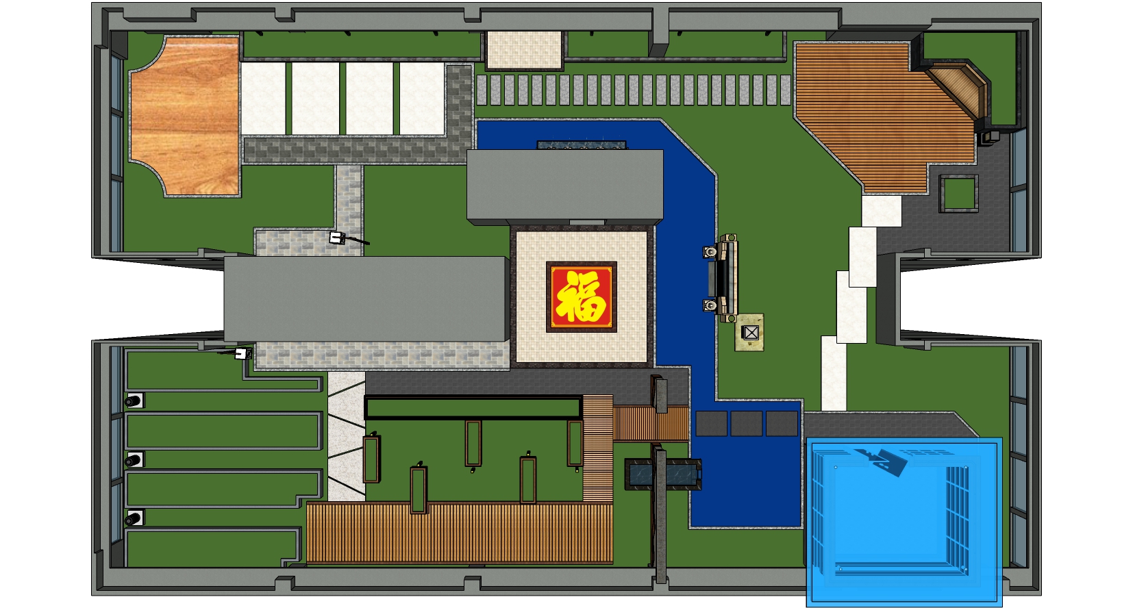 19户外庭院景观花园sketchup草图模型下载