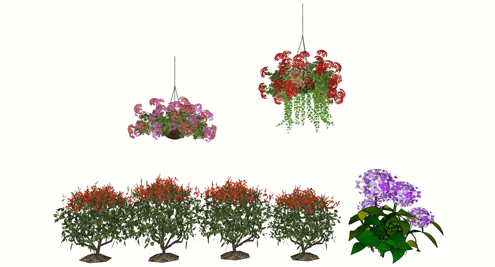 46花艺花卉花篮吊篮sketch up草图模型下载(1)