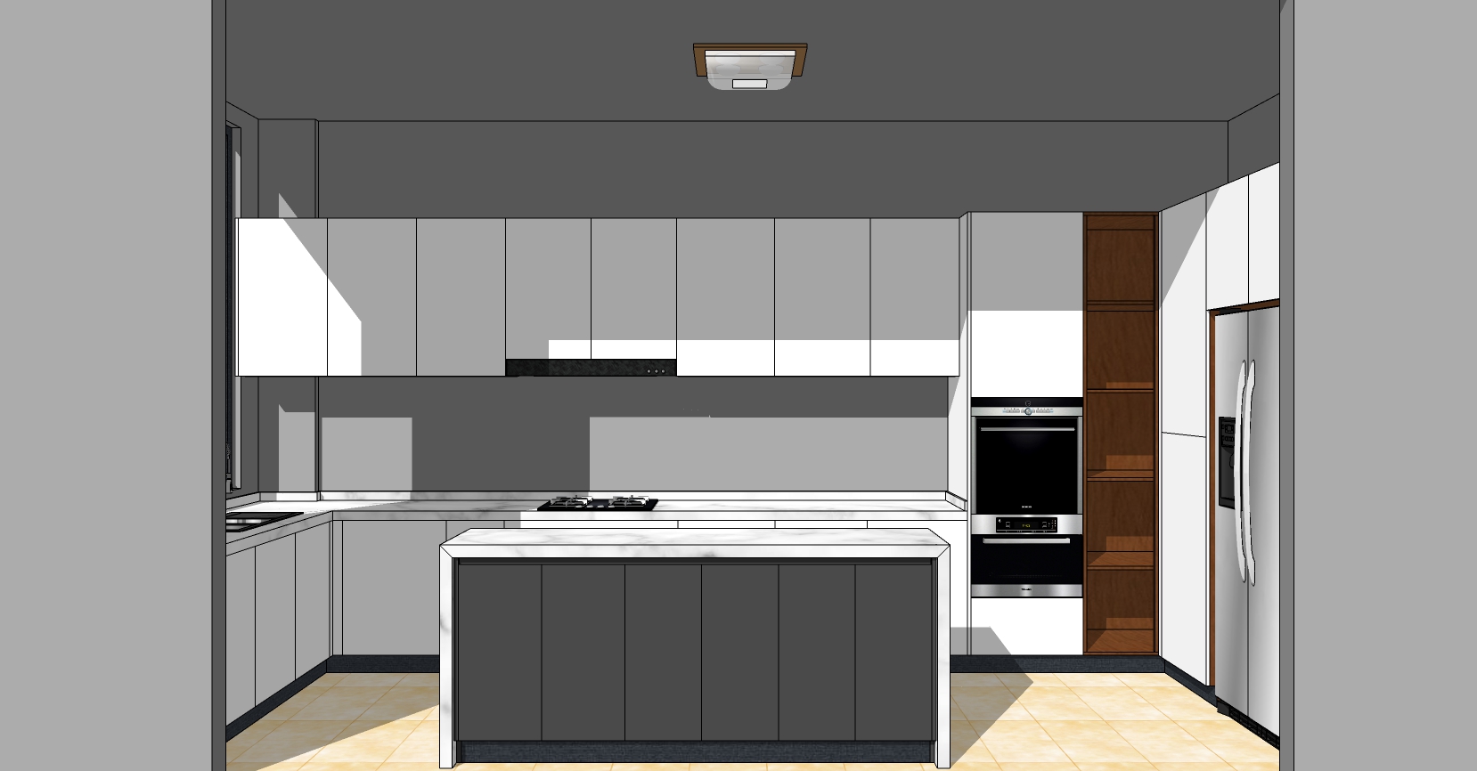 (4)现代简约橱柜厨房烤箱冰箱岛台sketchup草图模型下载(1)