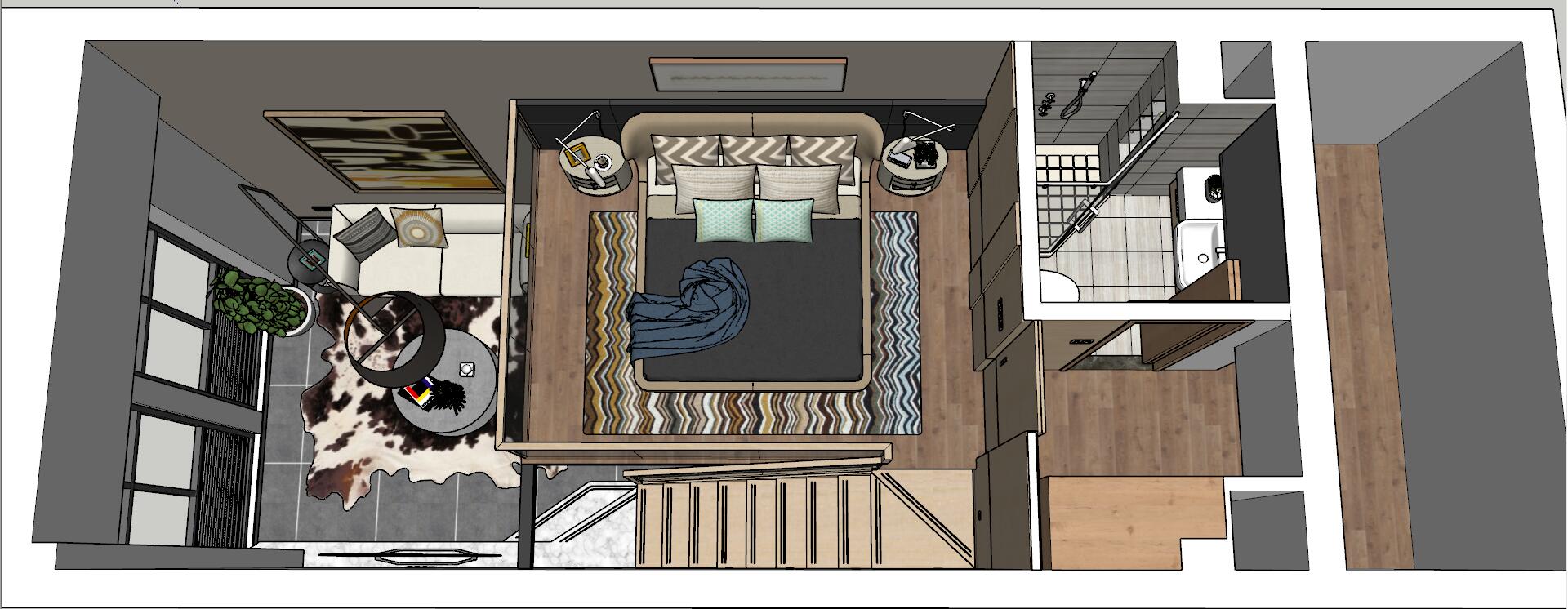 公寓空间sketchup草图模型下载(1)