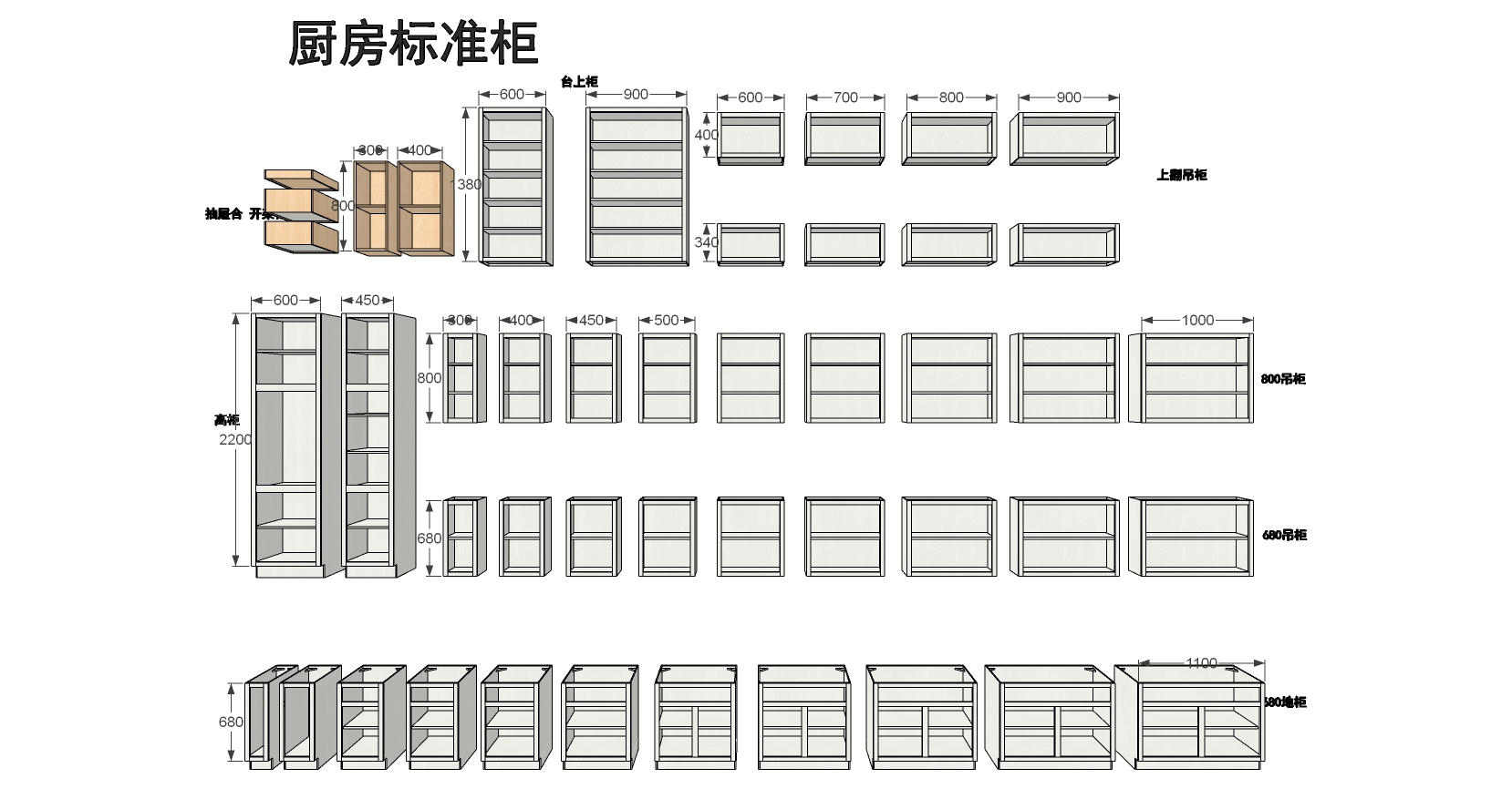 6现代厨房橱柜标准柜组合合集sketchup草图模型下载(1)