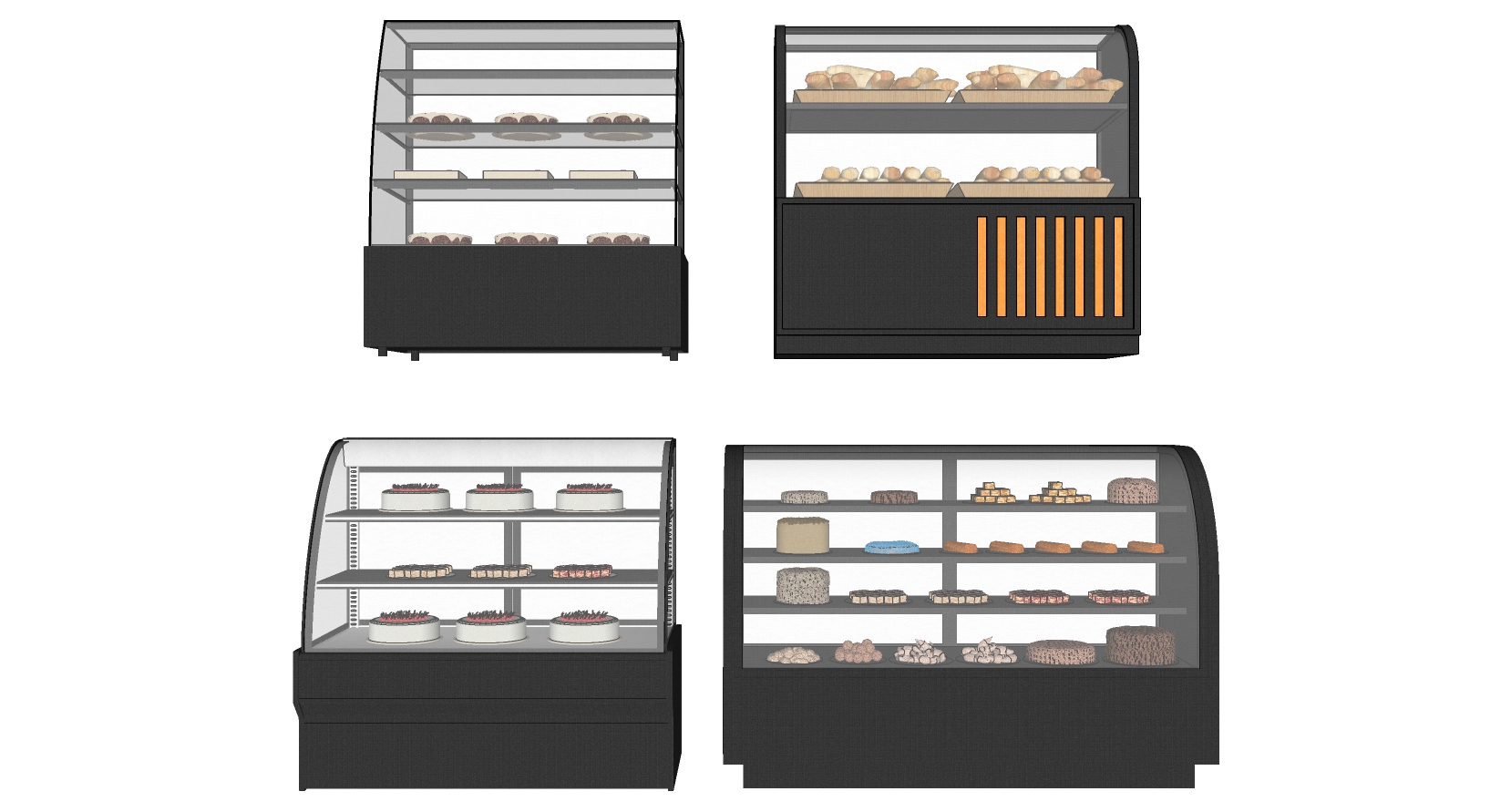 (17)现代甜品店展柜甜品蛋糕装饰柜保鲜冷藏柜sketchup草图模型下载(1)