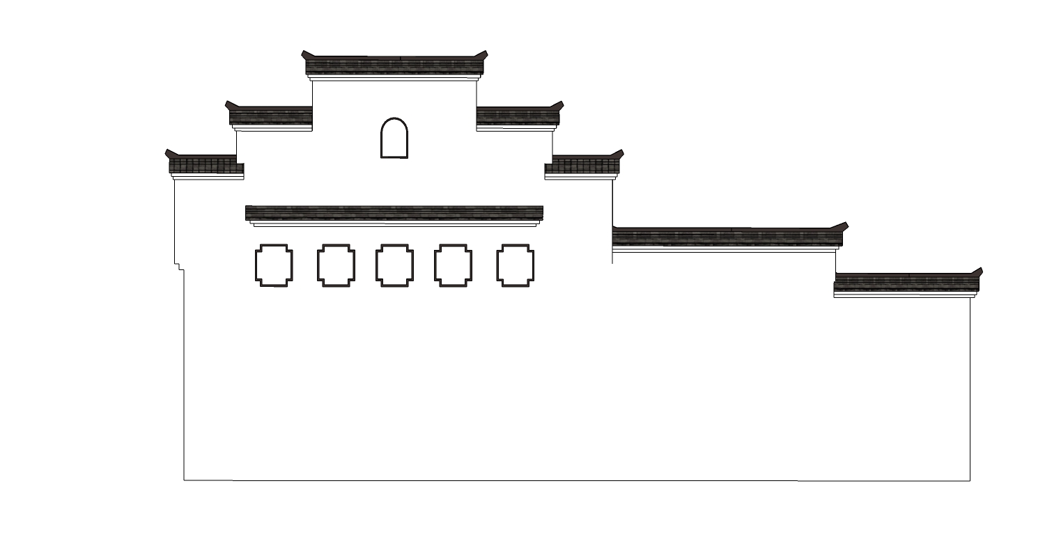 中式古典建筑徽派建筑屋檐墙檐口马头墙 (14)su草图模型下载