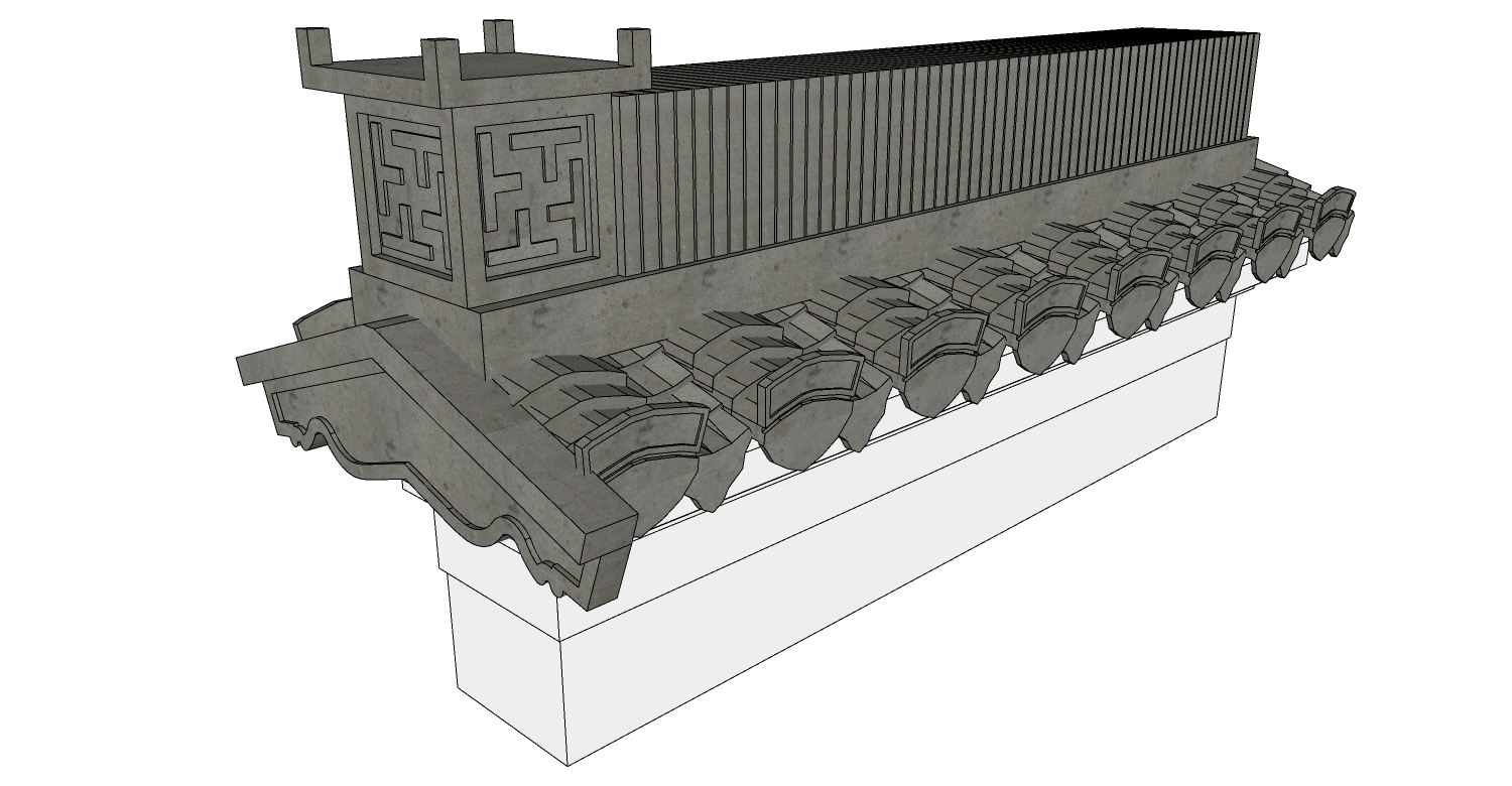 中式古典建筑徽派建筑屋檐墙檐口马头墙 (1)su草图模型下载(1)