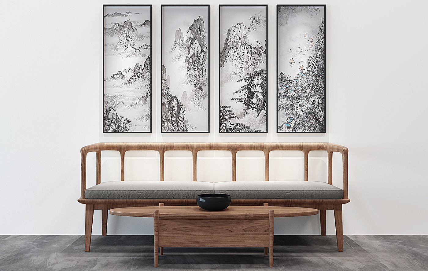 H26-0109[中式] 新中式挂画中式沙发罗汉床(1)