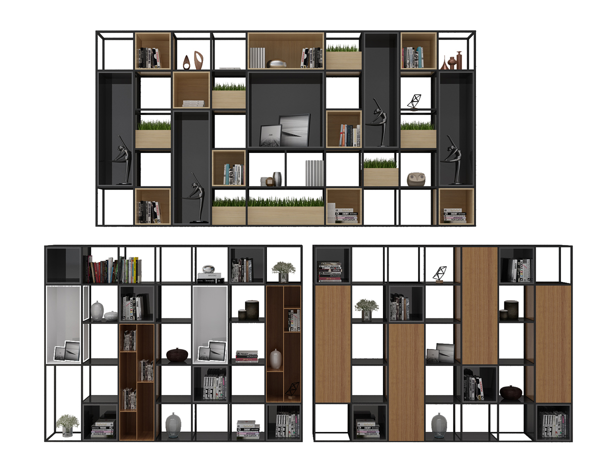 Z17-0311现代工业风装饰架书架书柜摆件组合