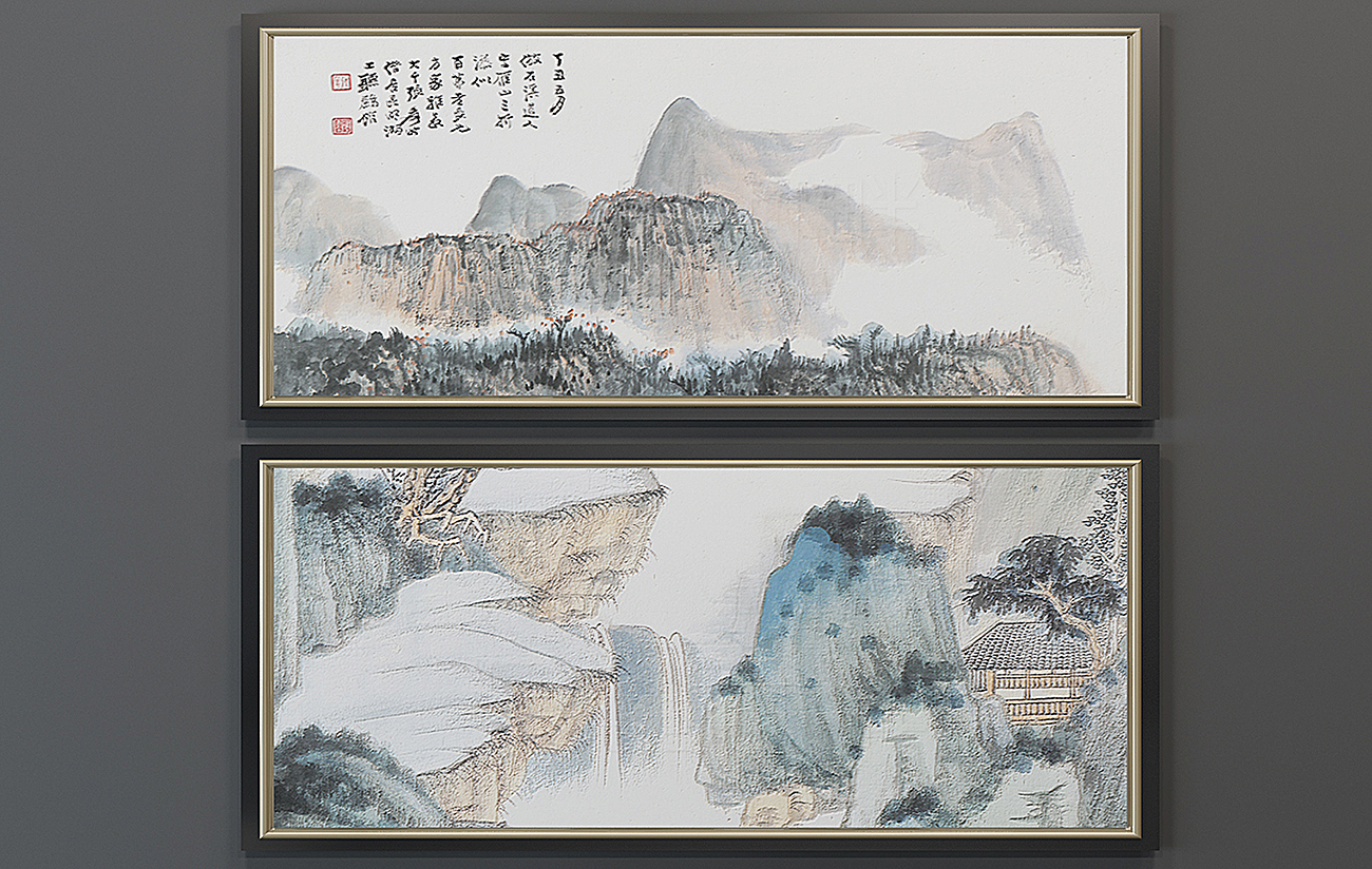 H28-0108新中式山水挂画装饰画(1)