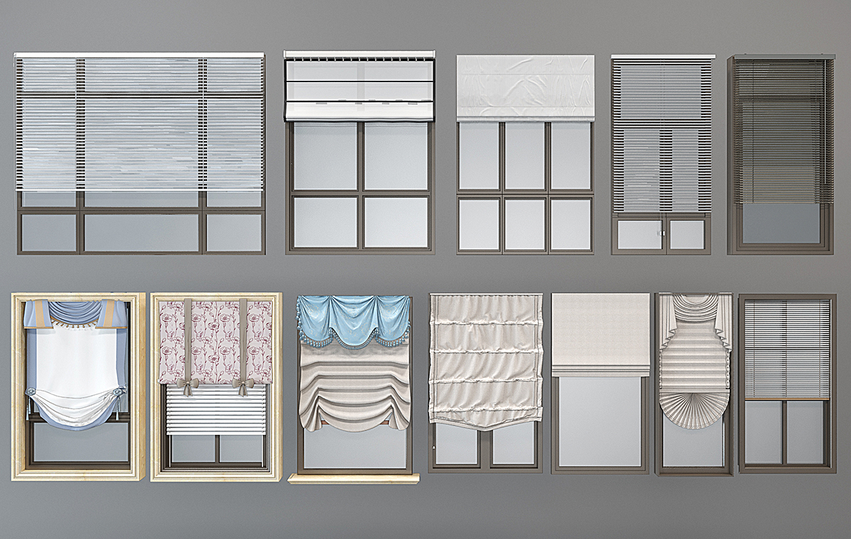 H37-0104现代窗户窗框百叶帘罗马帘(1)