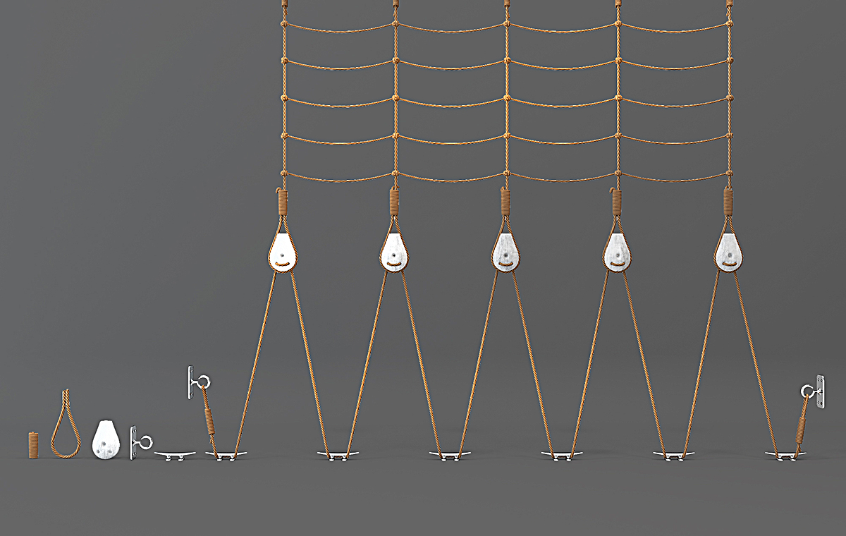 H09-0214现代攀爬绳索部件挂钩绳子绳索组合1(1)