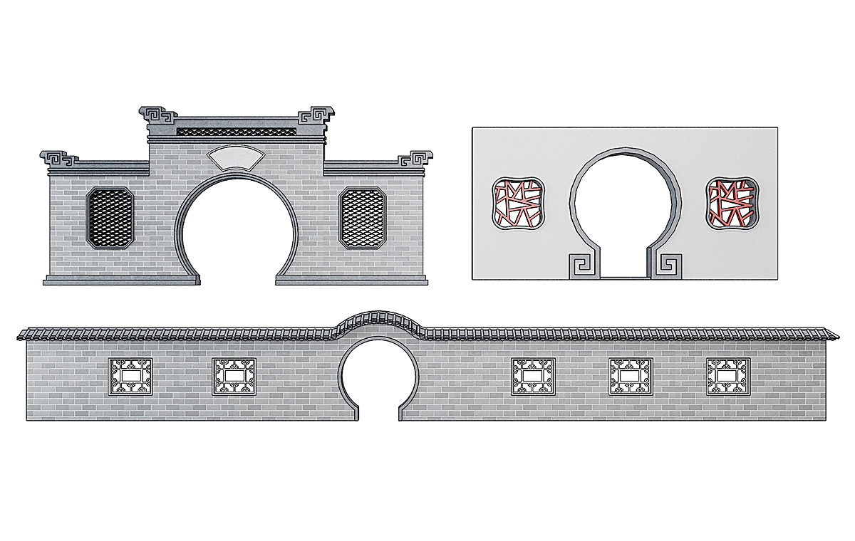 H35-0104中式院墙墙(1)