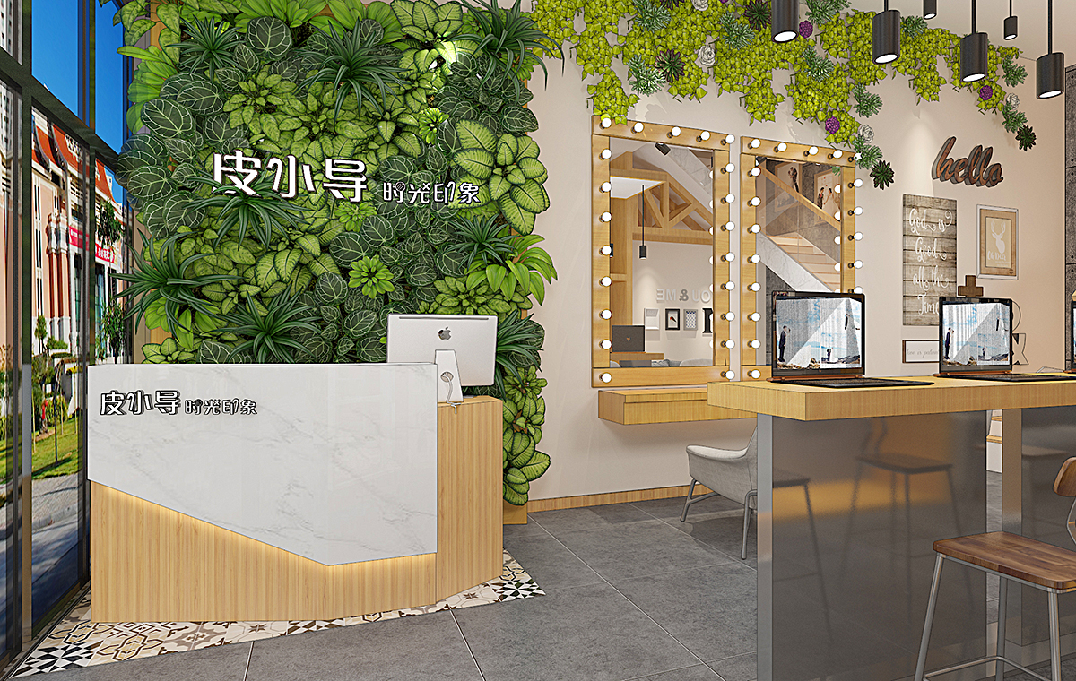 Z21-0221婚纱店婚纱影楼植物墙婚纱模特(1)