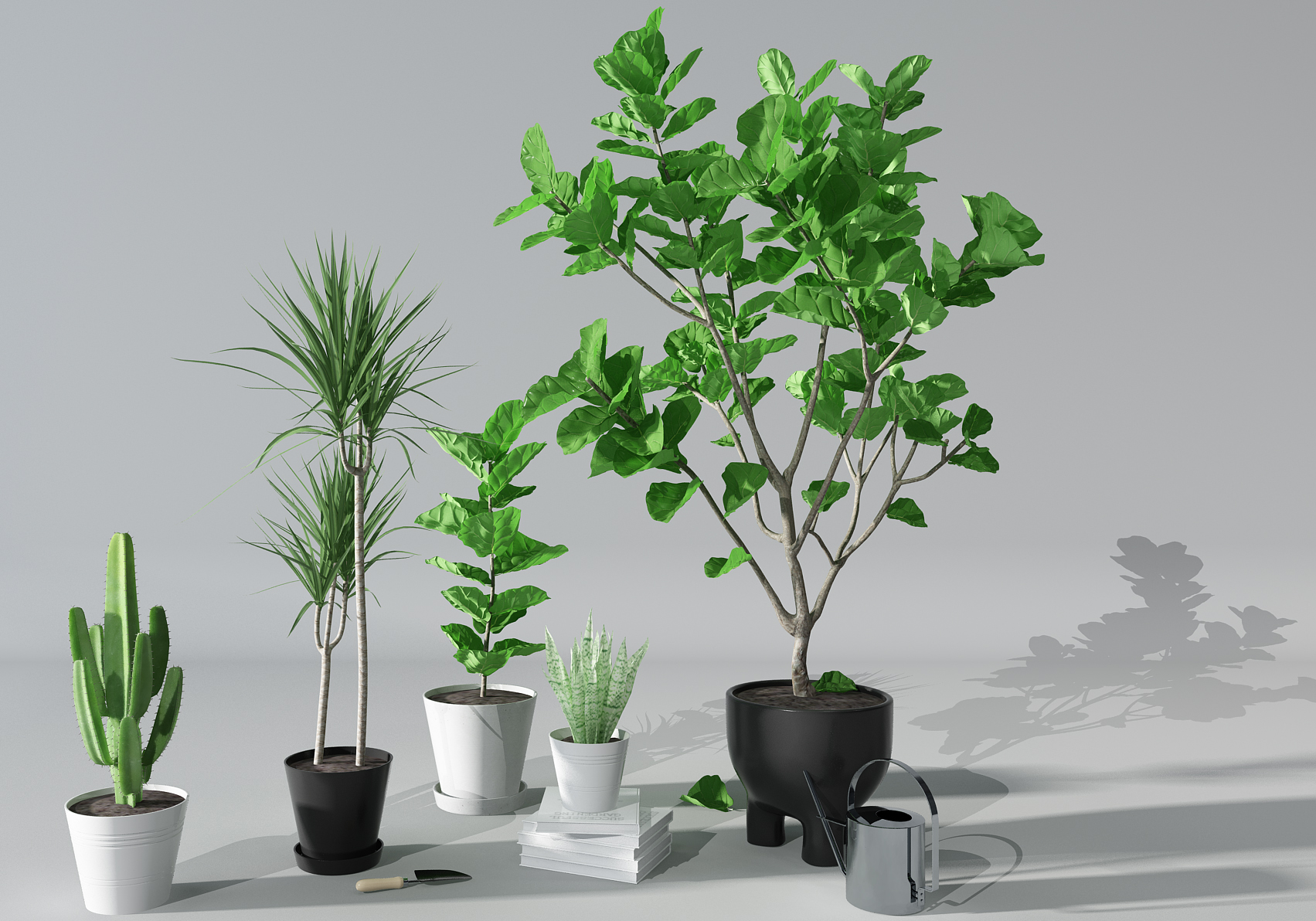 H89-0625植物绿植盆栽花盆花架芭蕉叶(1)