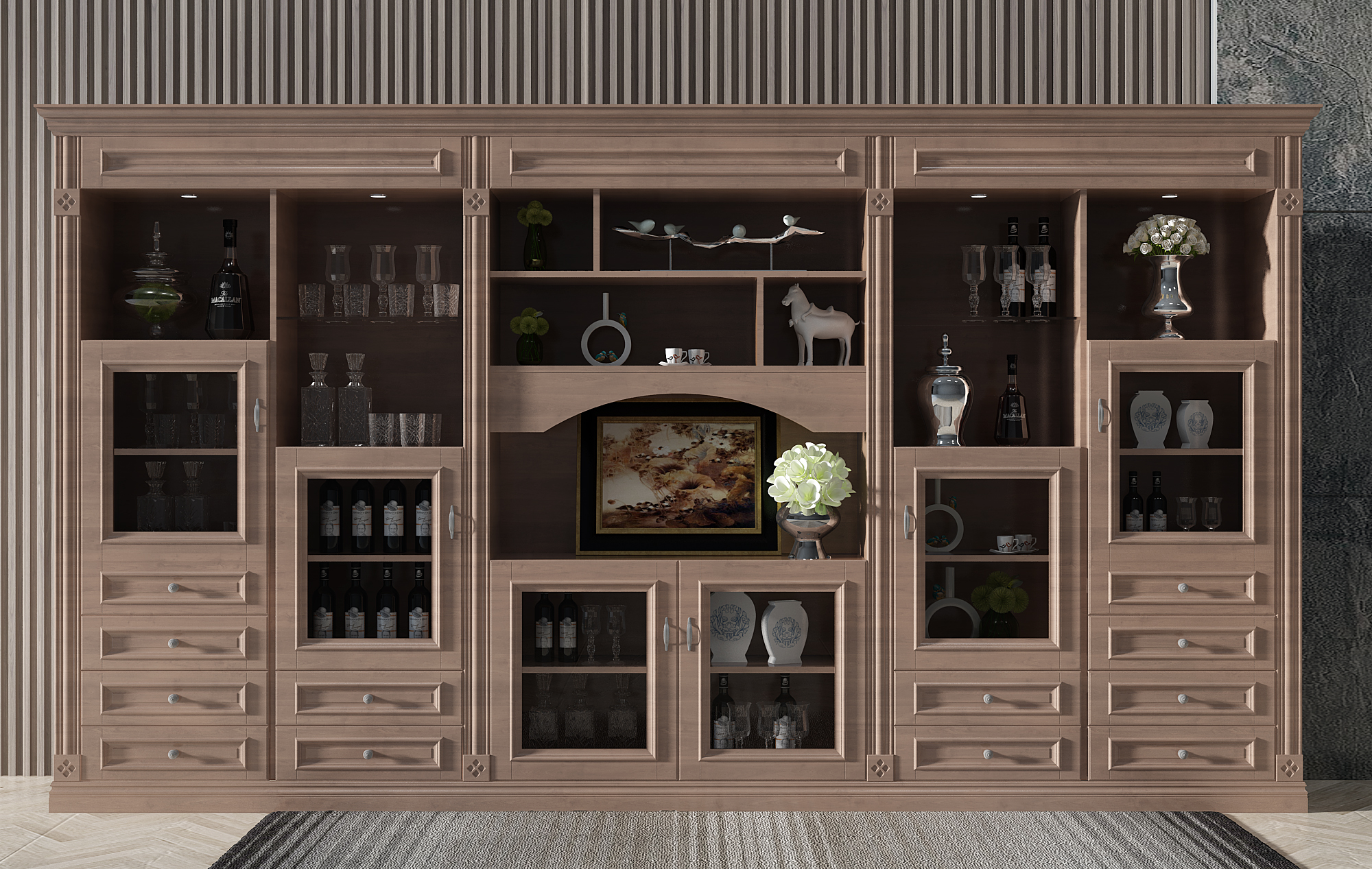 H02-0716美式欧式酒柜酒瓶摆件3d模型下载