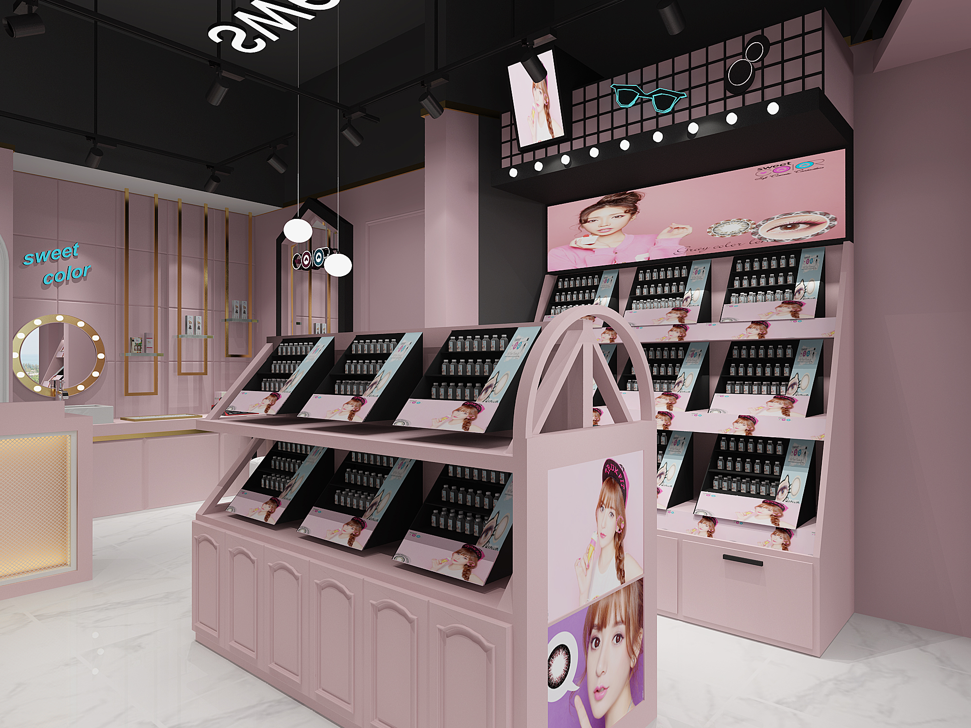 Z01-0716现代化妆品精油眼镜专卖店3d模型下载(1)