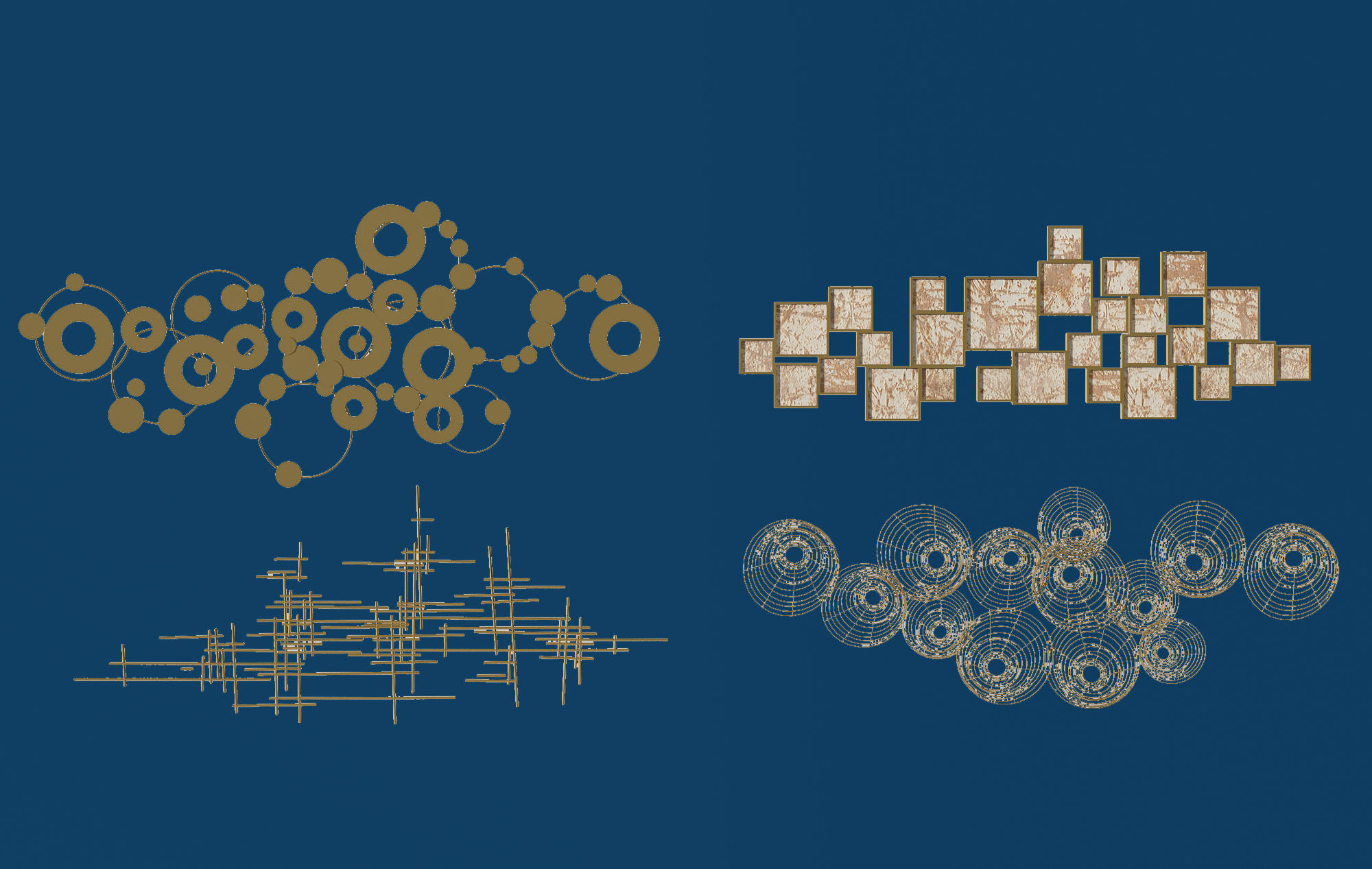 Z22-0712现代新中式金属墙饰挂件挂饰3d模型下载(1)