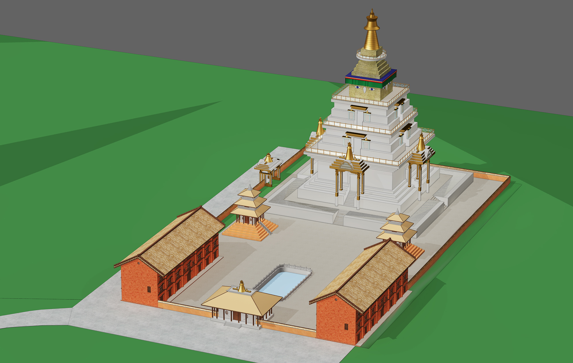 古建筑埃及塔楼门楼3d模型下载