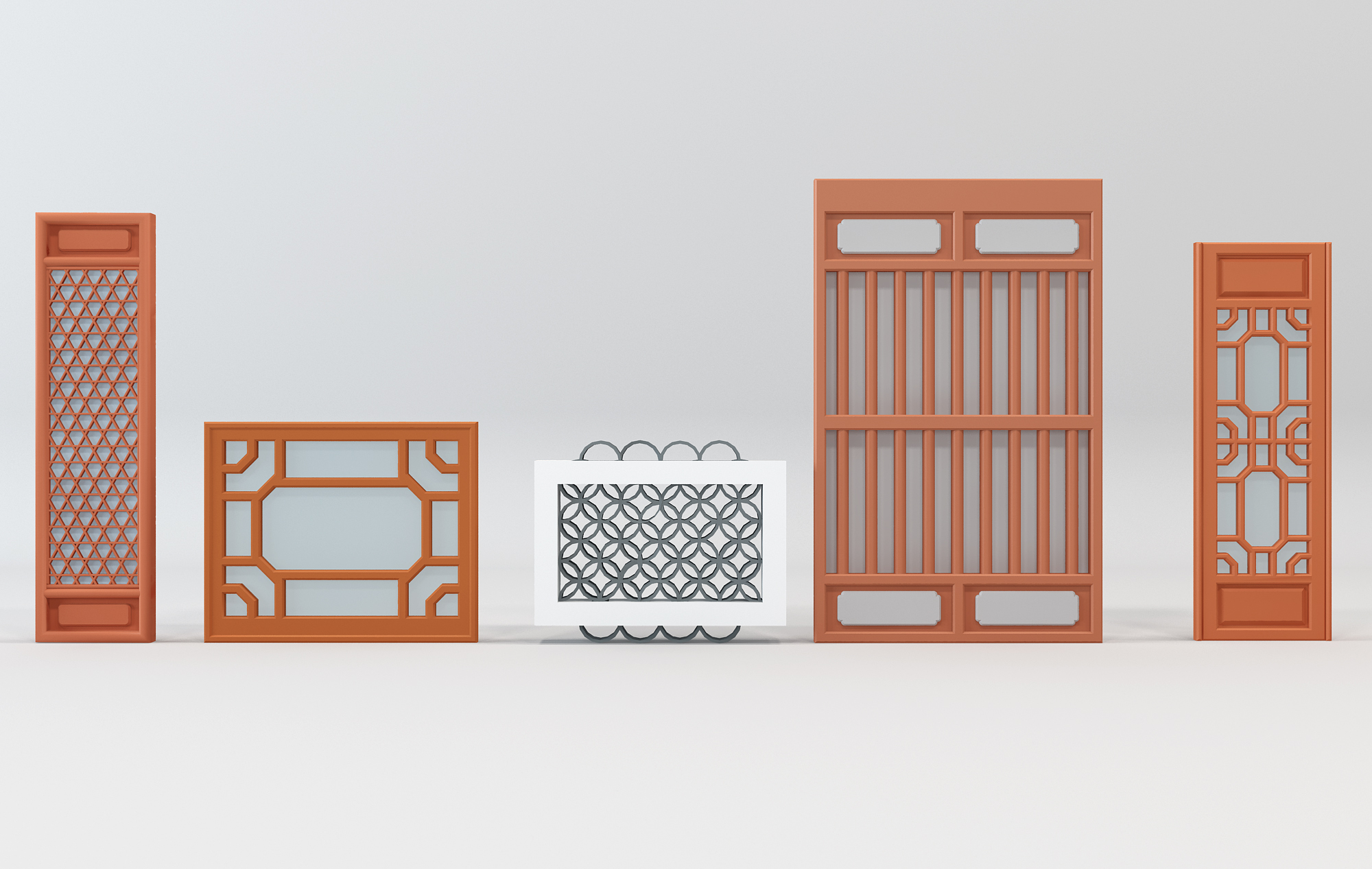中式花格门窗3d模型下载(1)