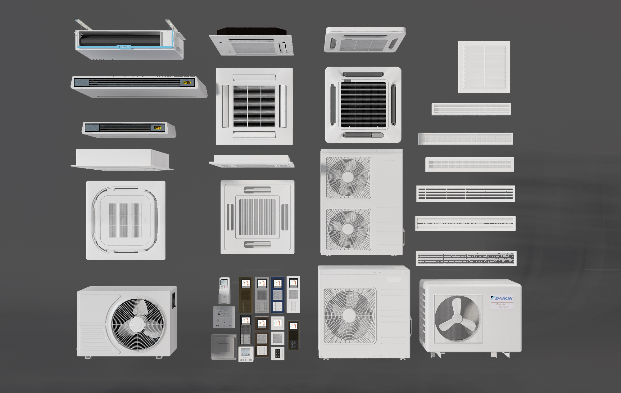 空调外机风口组合3d模型下载(1)