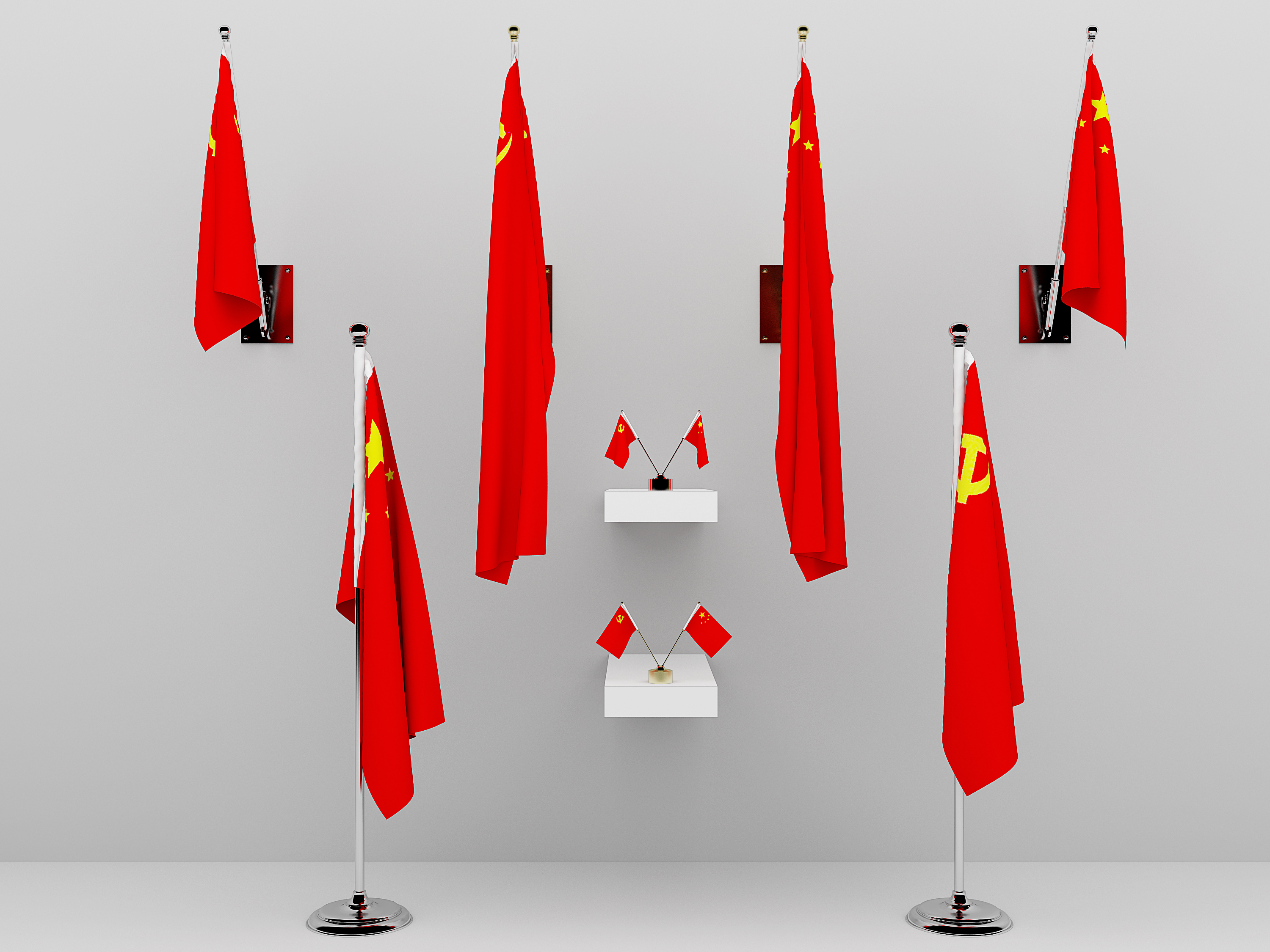 国旗党旗3d模型下载(1)