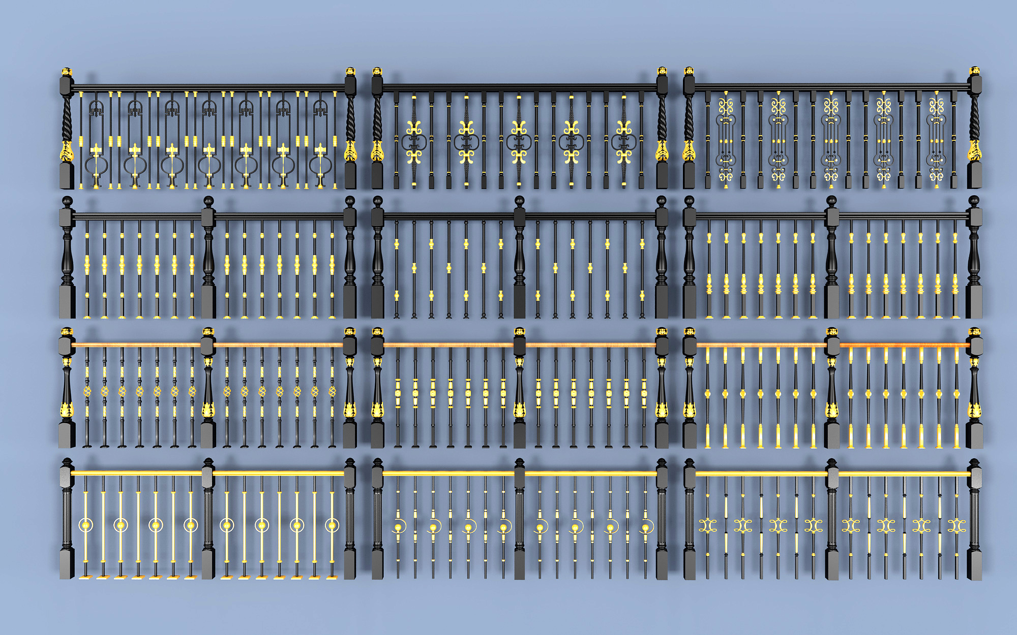 铁艺栏杆 3d模型下载