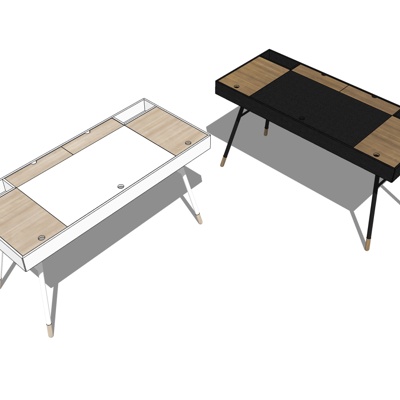 北欧原木书桌免费su模型(1)