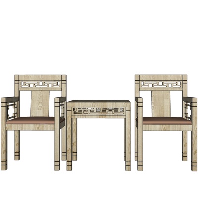 新中式休闲桌椅免费su模型(1)