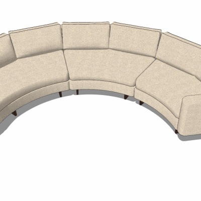 现代布艺弧形沙发免费su模型(1)