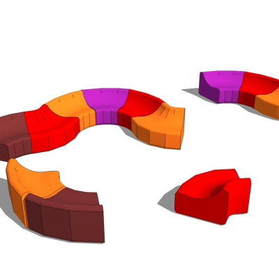 现代弧形沙发组合免费su模型(1)