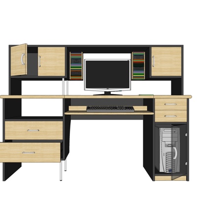 现代书桌免费su模型(1)