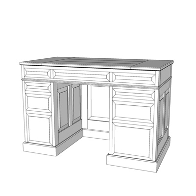现代实木书桌免费su模型(1)