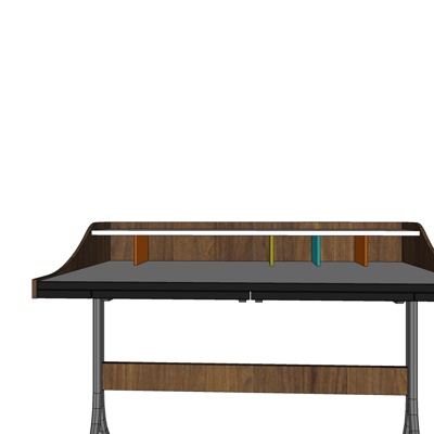 现代实木书桌免费su模型(1)