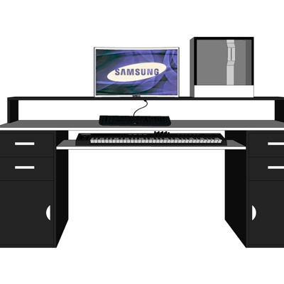 现代实木电脑桌免费su模型(1)