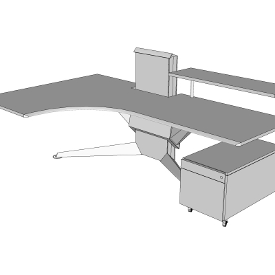 现代书桌电脑桌免费su模型(1)