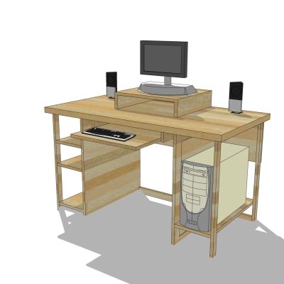 现代书桌电脑桌免费su模型(1)