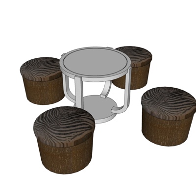 现代休闲桌椅免费su模型(1)