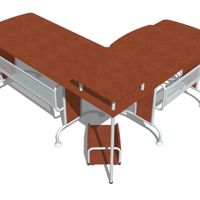 现代实木书桌免费su模型(1)