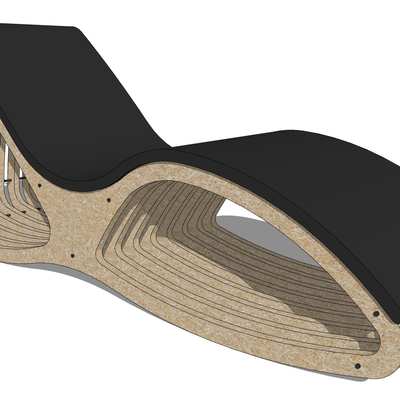 现代实木躺椅免费su模型(1)
